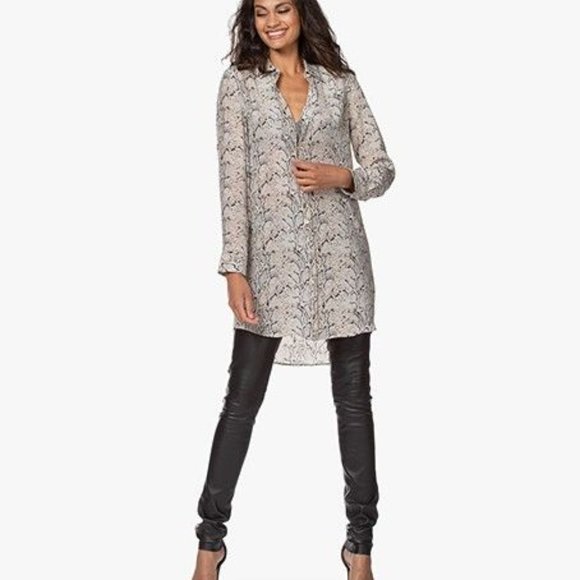 Equipment Essential Silk Tunic Shirt Dress in Natural Python Print Size XS - Picture 7 of 16